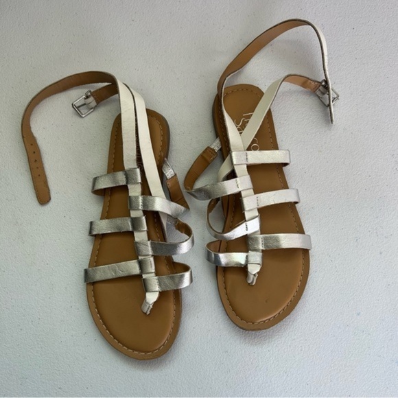 Franco Sarto silver Strappy ankle strap sandals size 6.5 - Picture 1 of 3